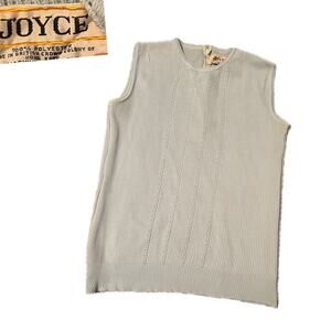 1960s Baby Blue Eyelet Sleeveless Sweater Top / Women’s S/M